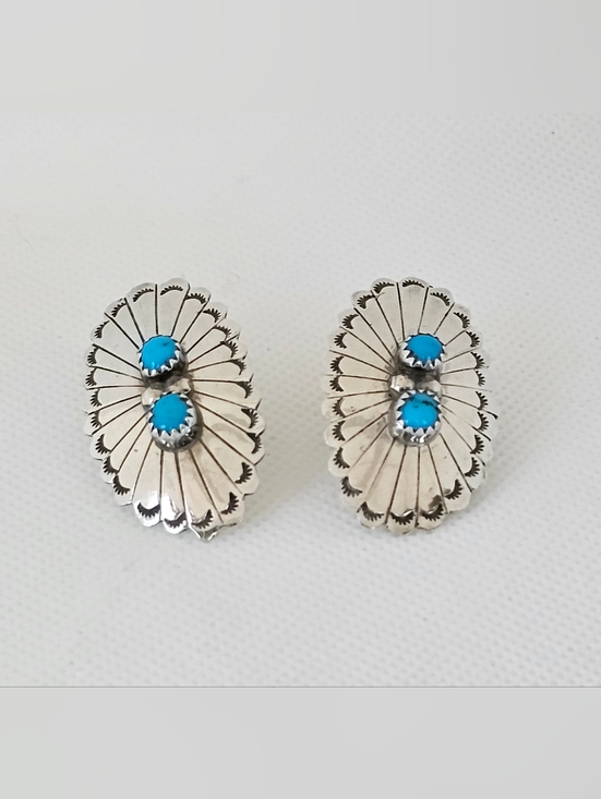 Navajo Jewelry - Vintage Navajo Conch Earrings Sterling Silver!
